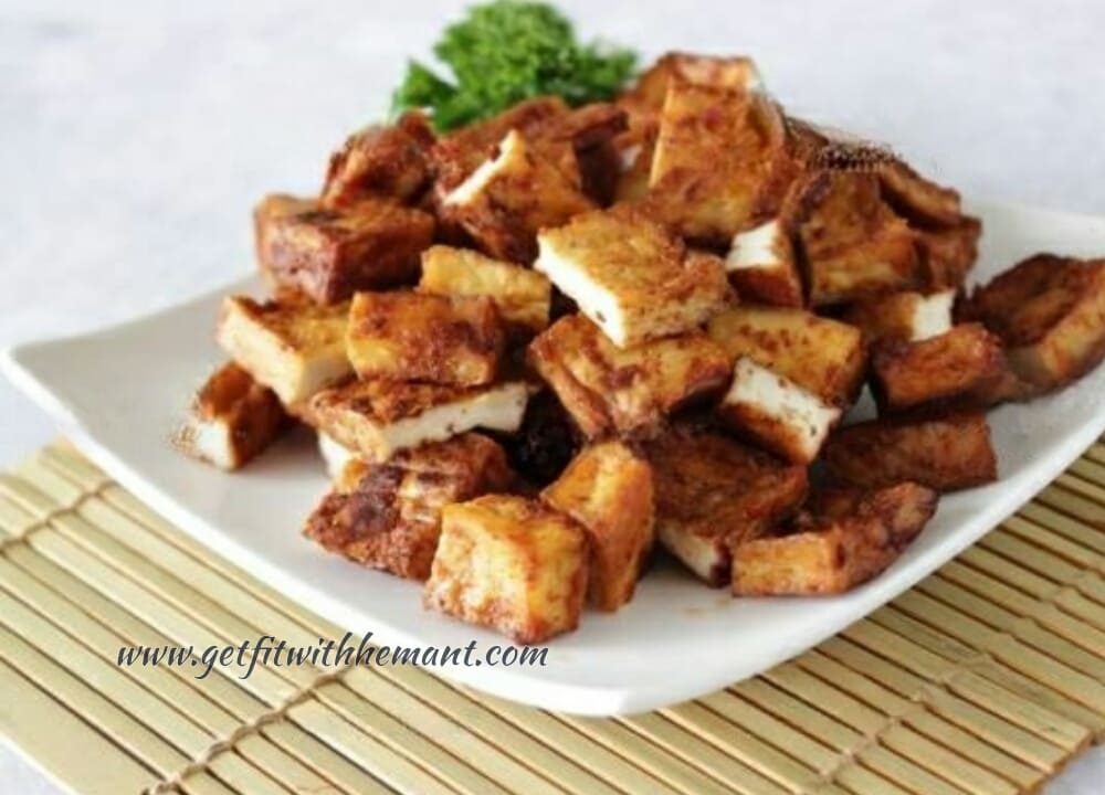 Baked Tofu in Indian Style (Healthy Snacks)